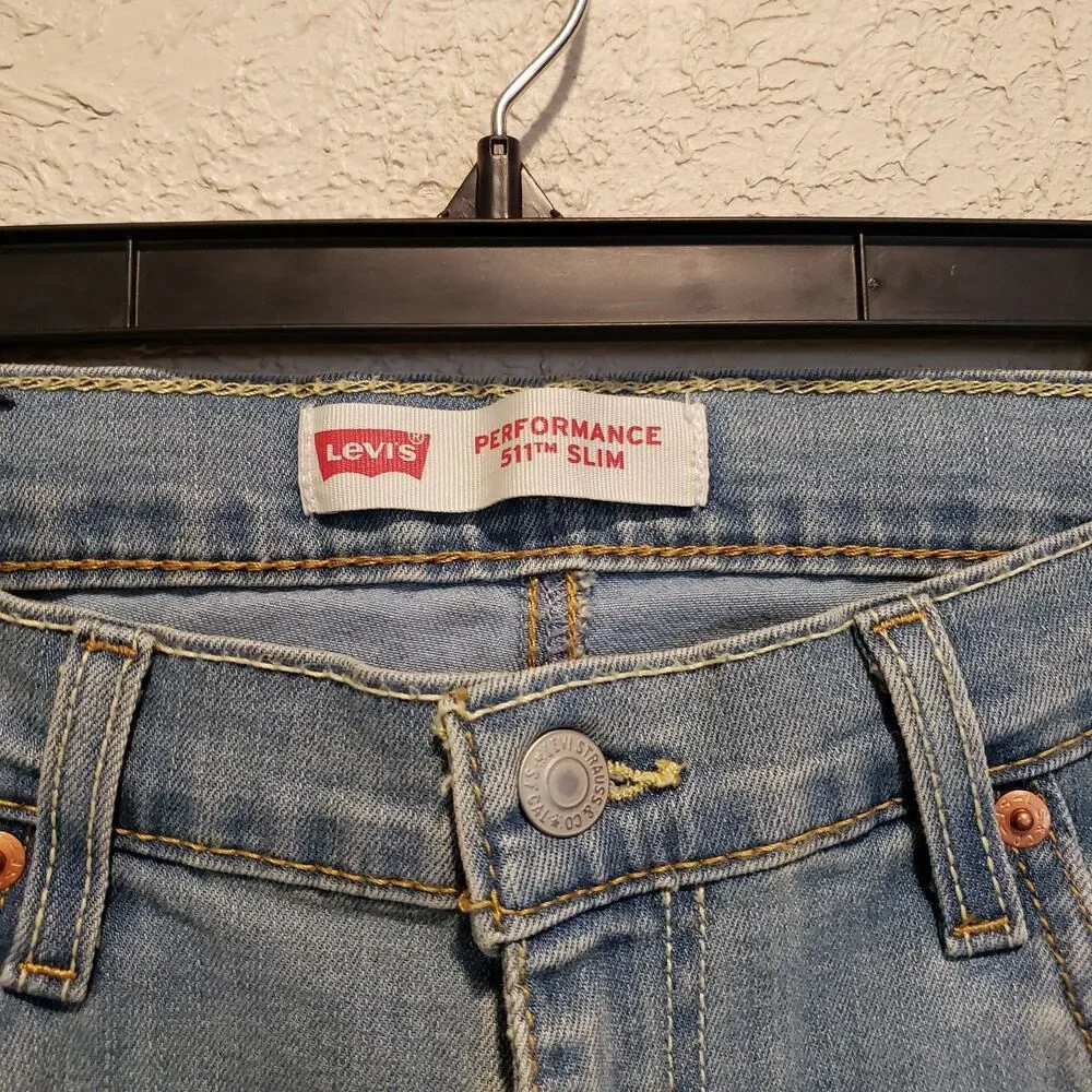 Levi's 511 Jeans Performance Slim Sz 18 Reg W29 L31 Light blue Wash